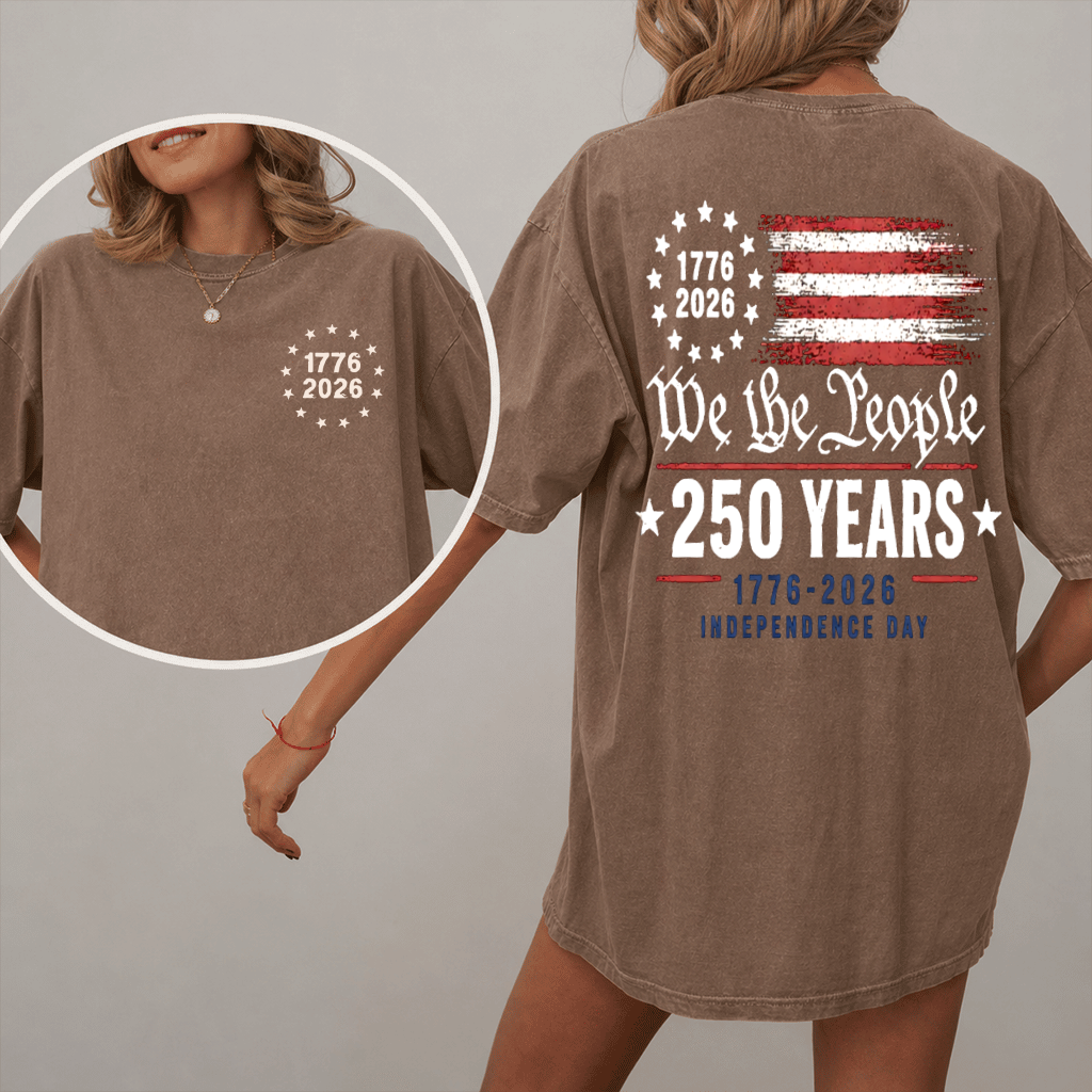 Comfort Colors USA Independence Day Shirt – 250 Years Freedom 1776-2026 for Dad Grandpa Style - close-up view
